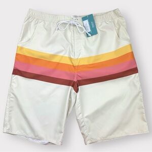 Sz men’s 34 Well Dressed Wolf Wildling Vanilla Sunset Stripe swim shorts trunks
